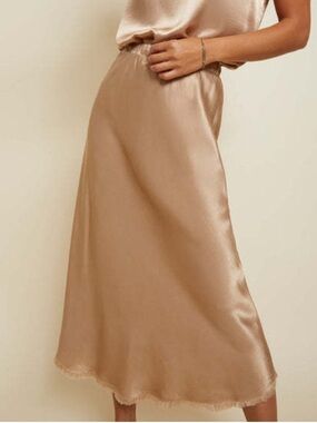 Nation LTD Mabel Satin Midi Skirt in Cafe au Lait
